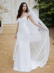 Wedding Dresses Outfits, Sheath/Column Sweetheart Sweep Train Stretch Crepe Wedding Dresses