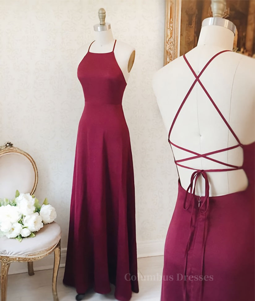 Party Dress Classy Elegant, Simple burgundy long prom dress, burgundy evening dress