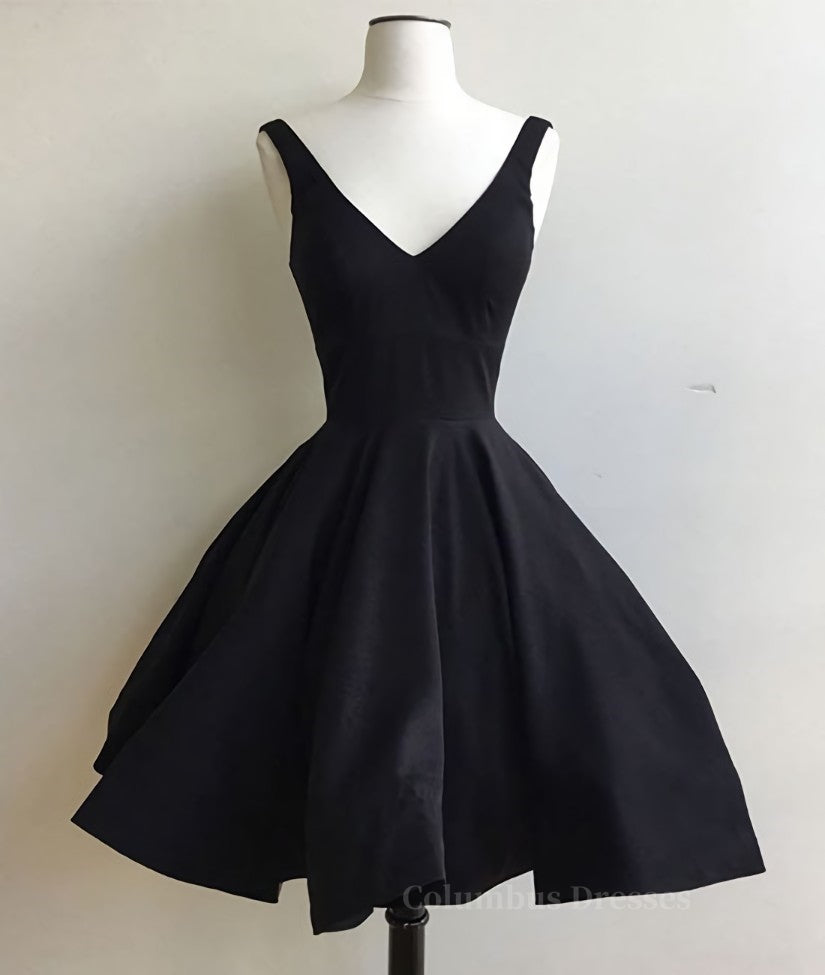 Evening Dresses Dresses, Simple Cute V Neck Short Black Prom Dresses, Cute Black Homecoming Dresses, Graduation Dresses