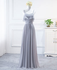 Bridesmaids Dress Modest, Simple Sweet Neck Chiffon Long Prom Dress, Bridesmaid Dress