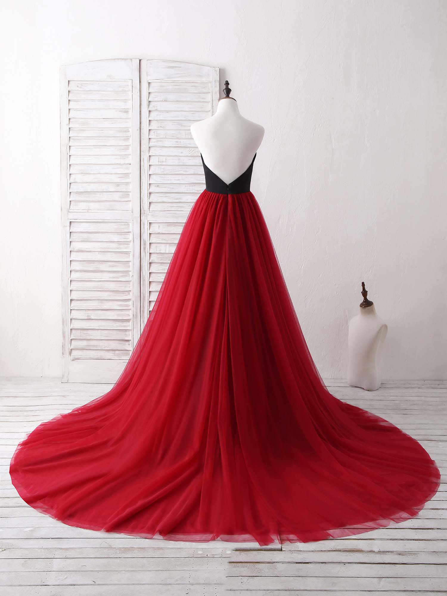 Bridesmaid Dresses Formal, Simple Sweetheart Burgundy Tulle Long Prom Dress, Evening Dress