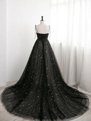 Bridesmaid Dress White, Sweetheart Neck Black Long Prom Dresses, Black Long Formal Evening Dresses