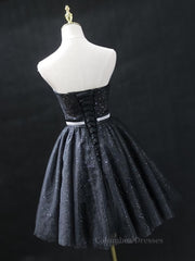 Prom Dress Gowns, Sweetheart Neck Short Black Prom Dresses, Little Black Formal Evening Graduation Dresses