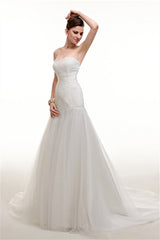 Wedding Dresses Dresses, Sweetheart Off The Shoulder Pleated Mermaid Simple Wedding Dresses