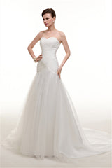 Wedding Dress Deals, Sweetheart Off The Shoulder Pleated Mermaid Simple Wedding Dresses