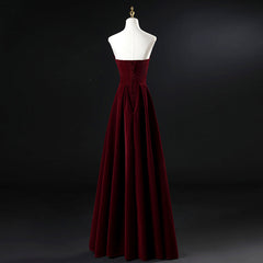 Bridesmaid Dresses Near Me, Wine Red Velvet Floor Length Long Prom Dress, Dark Red Party Dress